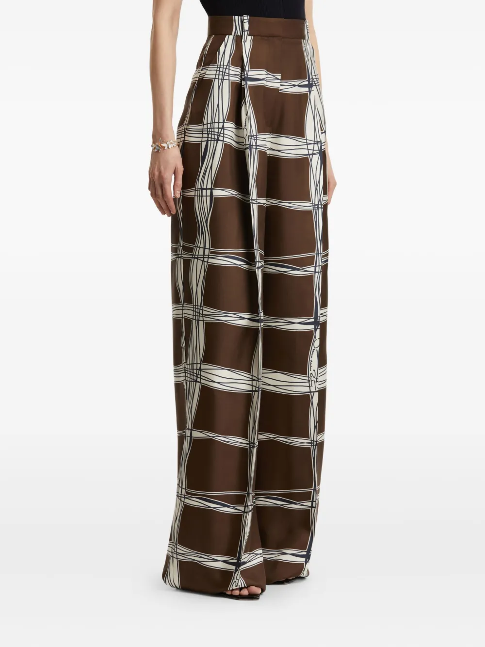 Oscar de la Renta pleated plaid trousers Bruin