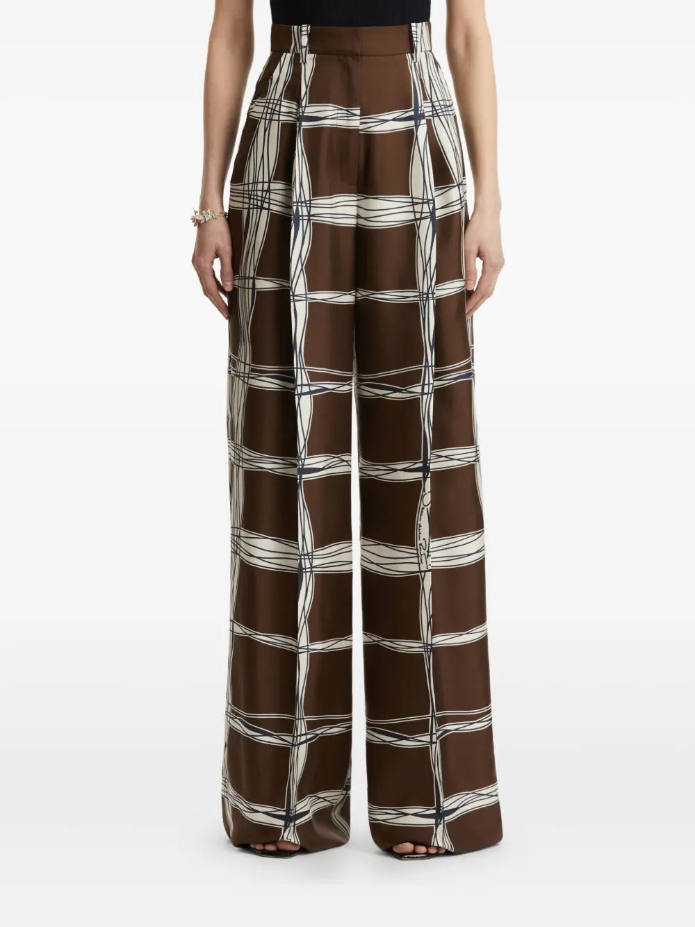 Oscar de la Renta pleated plaid trousers Bruin