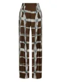 Oscar de la Renta pleated plaid trousers - Brown