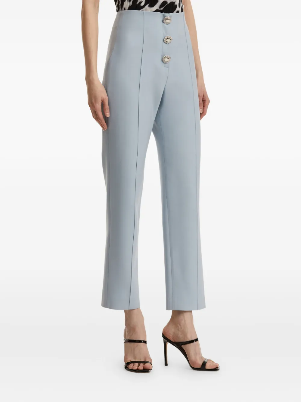 Oscar De La Renta Embellished-button Trousers In Blue