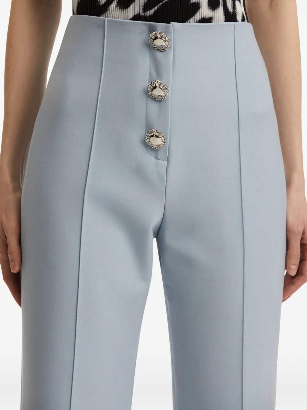 Oscar De La Renta Embellished-button Trousers In Blue