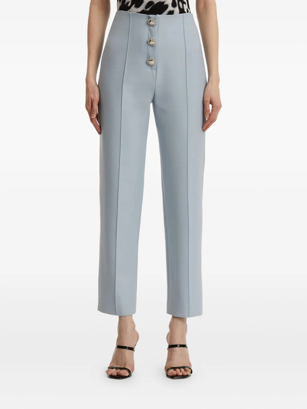 Oscar De La Renta Embellished-button Trousers In Blue