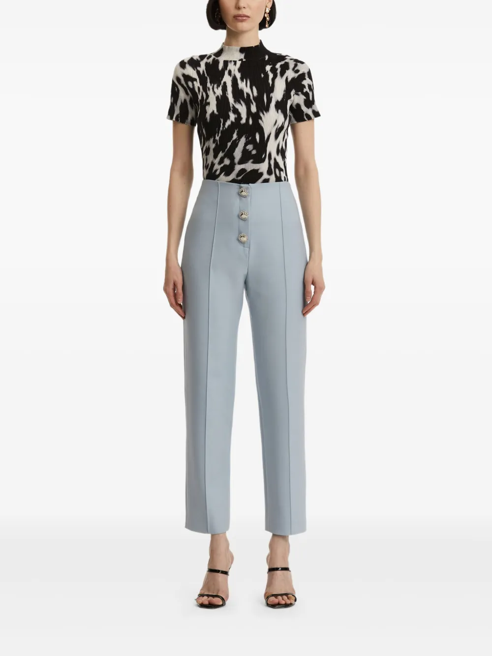 Oscar De La Renta Embellished-button Trousers In Blue