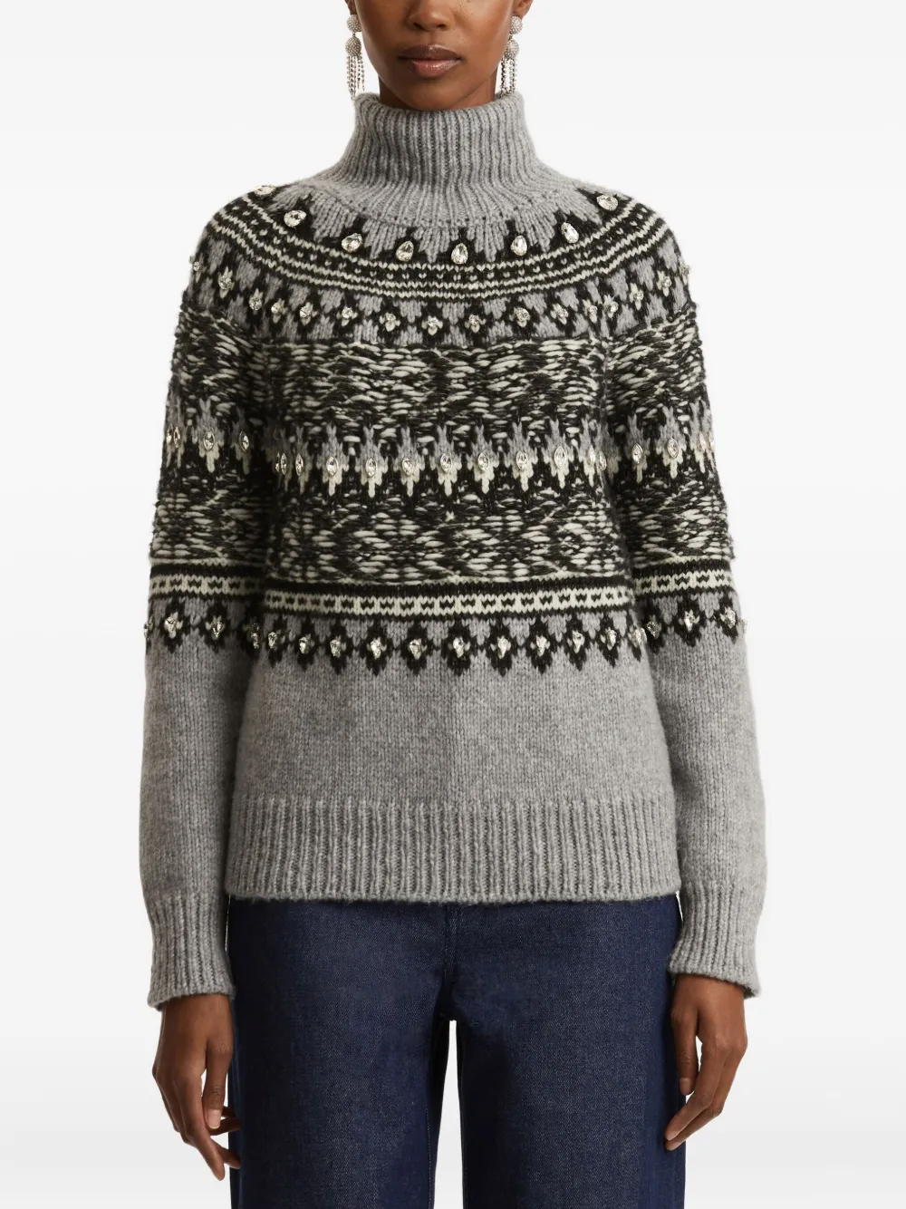 Oscar de la Renta Maglione con decorazione - Grigio