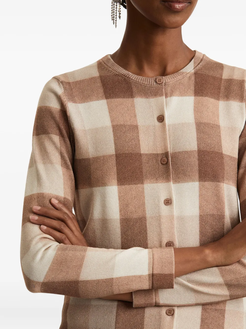 Oscar de la Renta Vest met gingham ruit Bruin