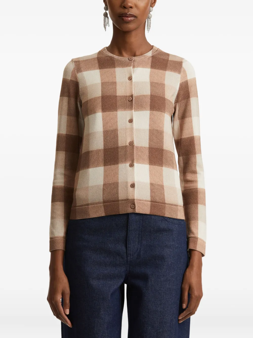 Oscar de la Renta Vest met gingham ruit Bruin