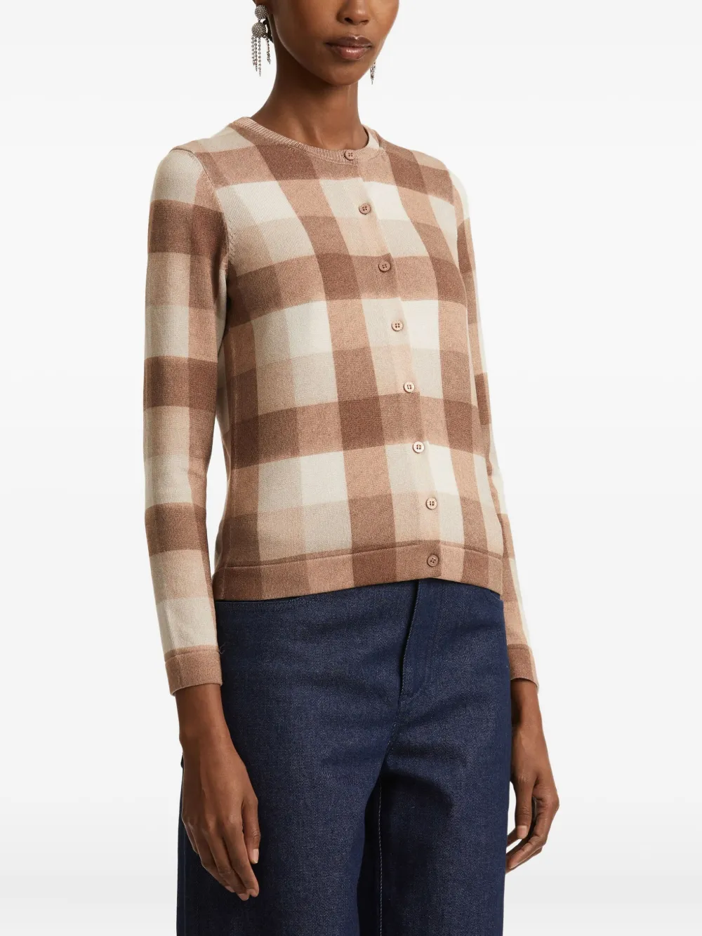 Oscar de la Renta Vest met gingham ruit Bruin