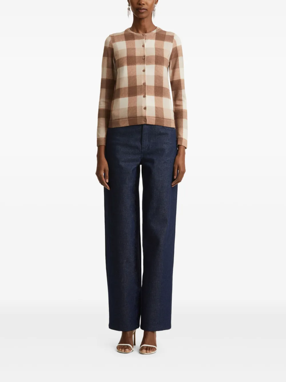 Oscar de la Renta Vest met gingham ruit Bruin