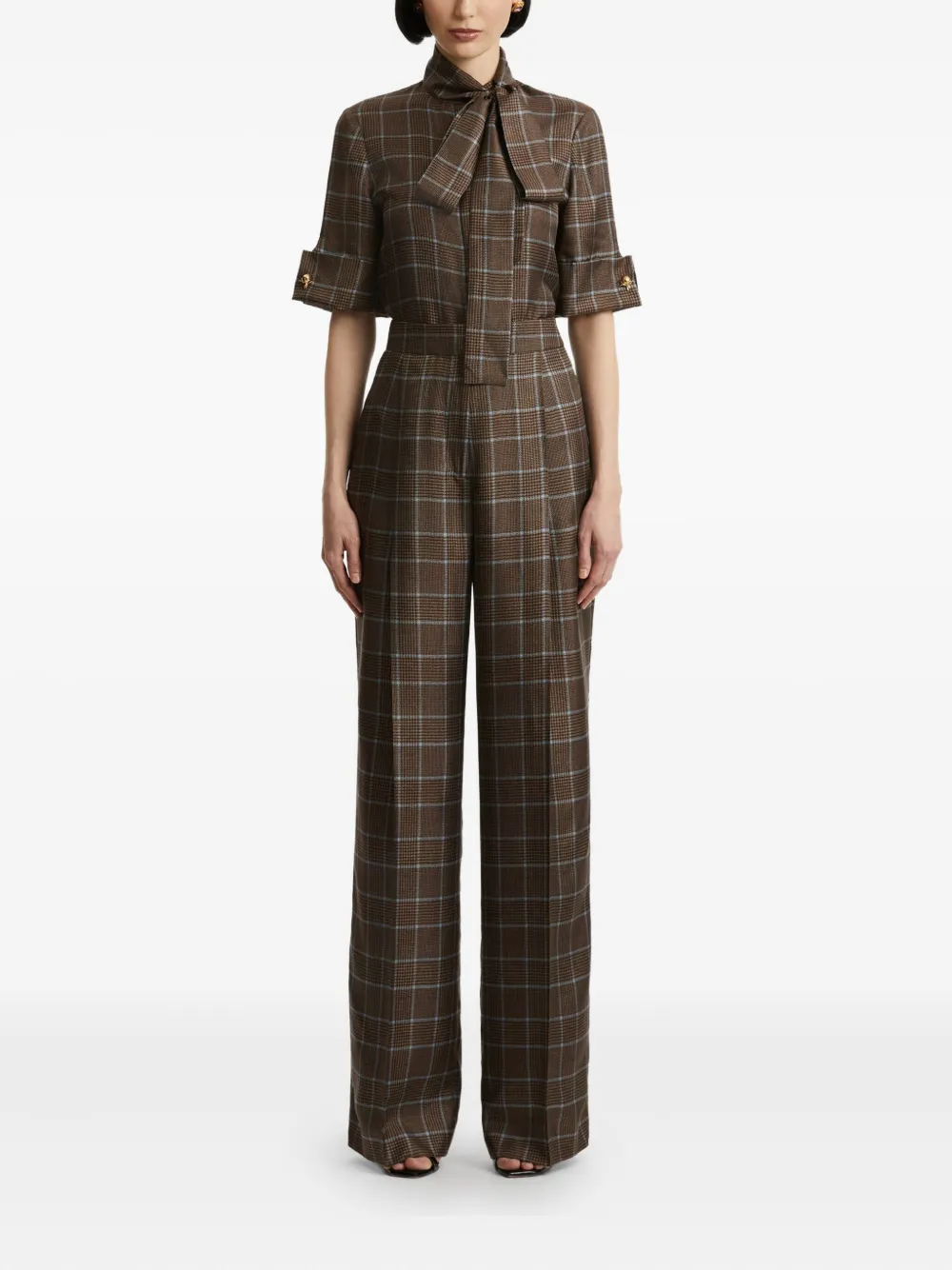 Oscar de la Renta Broek met Prince of Wales ruit - Bruin