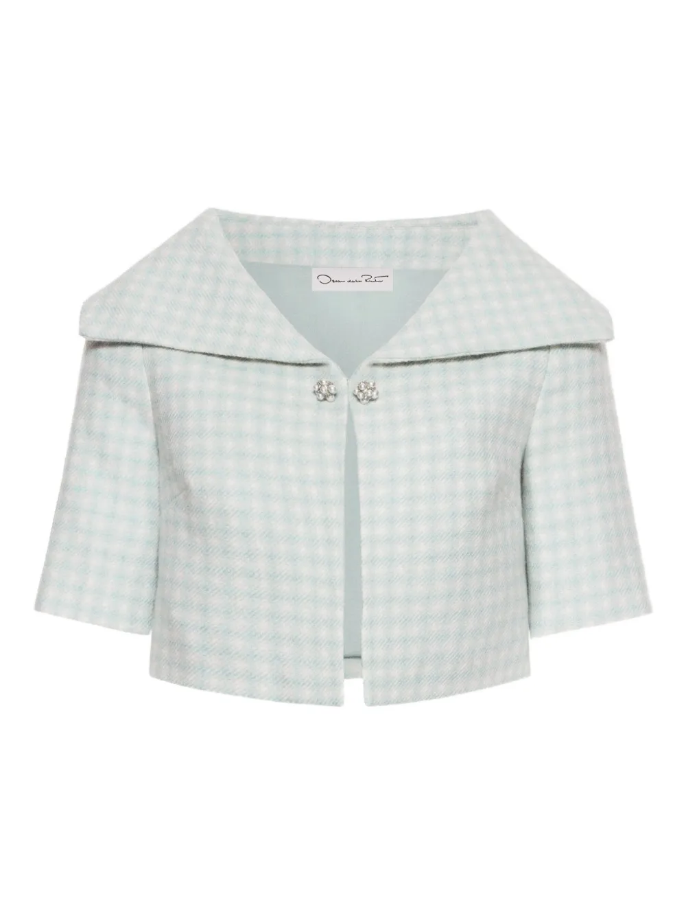 gingham-check short-sleeve jacket