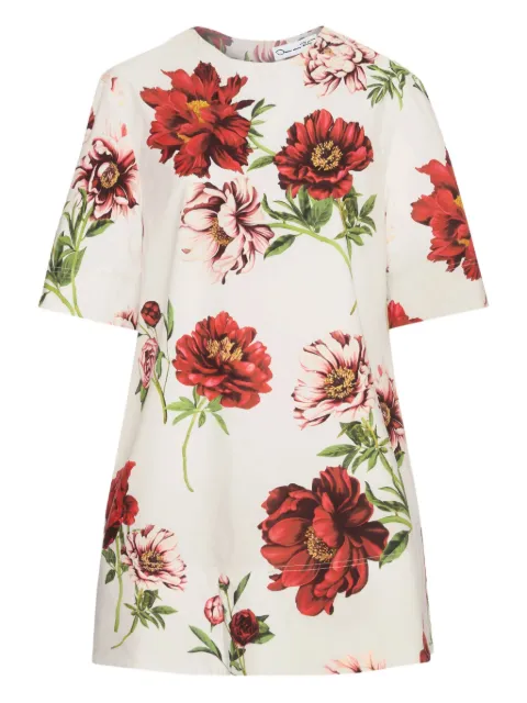Oscar de la Renta peony-print shift mini dress