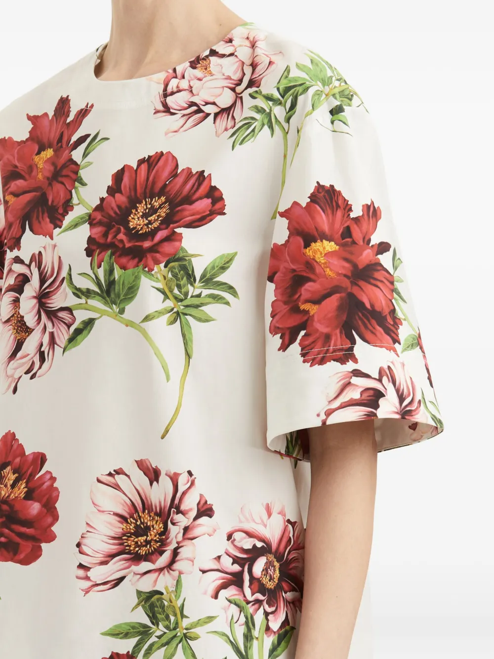 Oscar de la Renta peony-print shift mini dress Wit