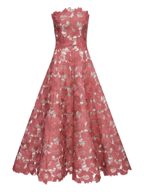 Oscar de la Renta floral-guipure strapless dress