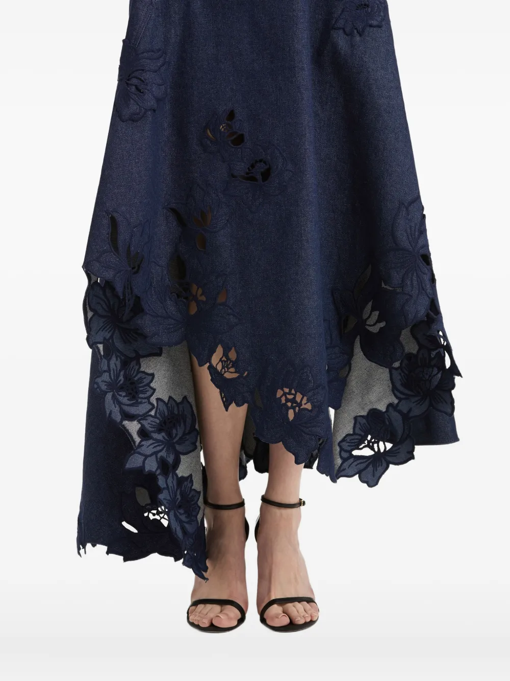 Oscar de la Renta Asymmetrische jurk met bloemenprint Blauw