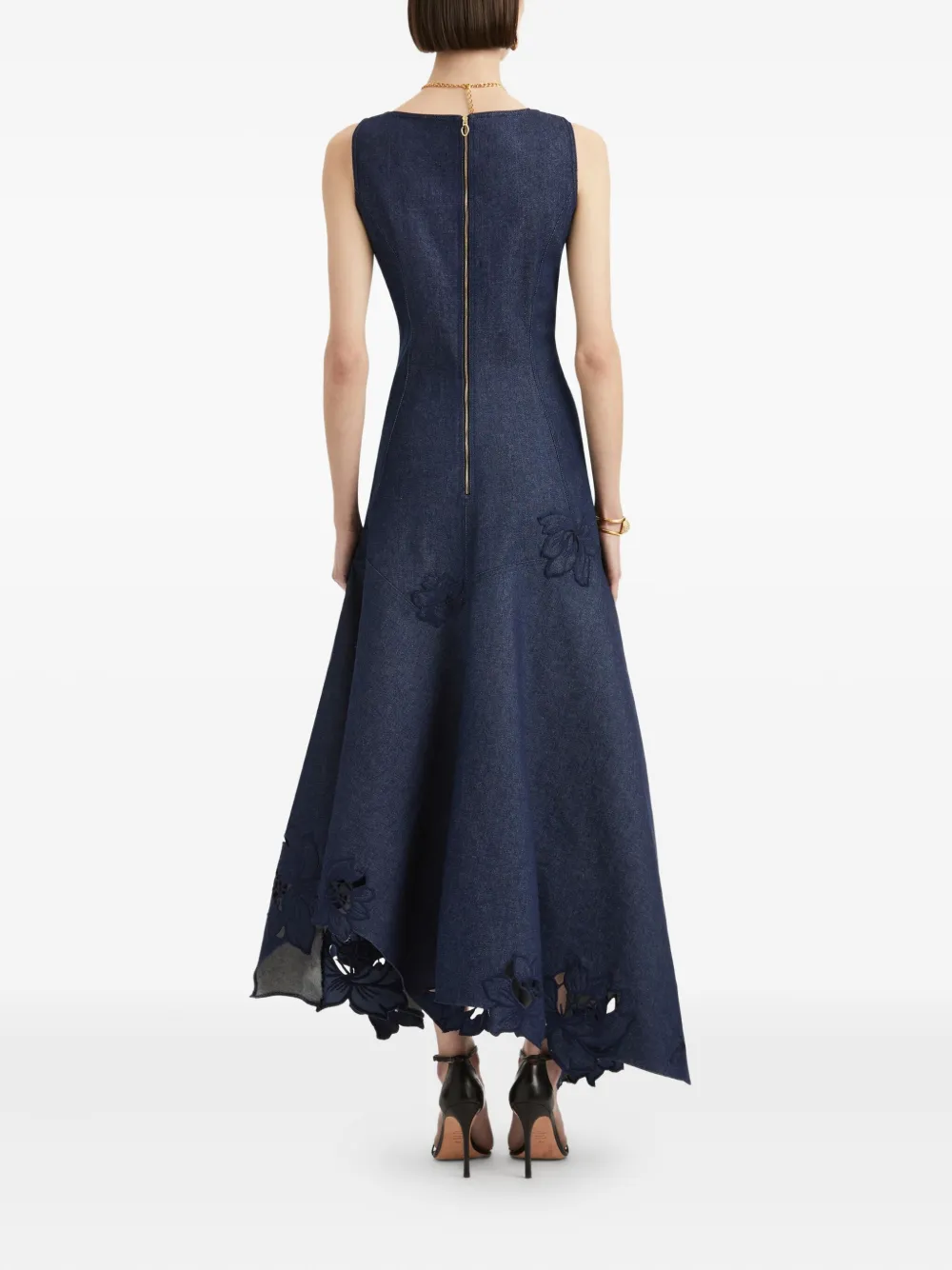 Oscar de la Renta Asymmetrische jurk met bloemenprint Blauw