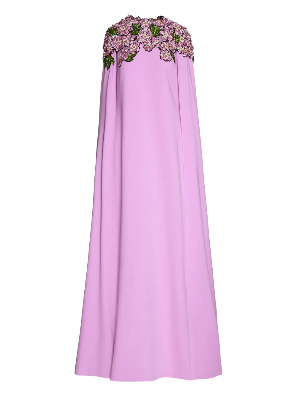 Oscar De La Renta Sequin-embellished Cape Gown In Pink