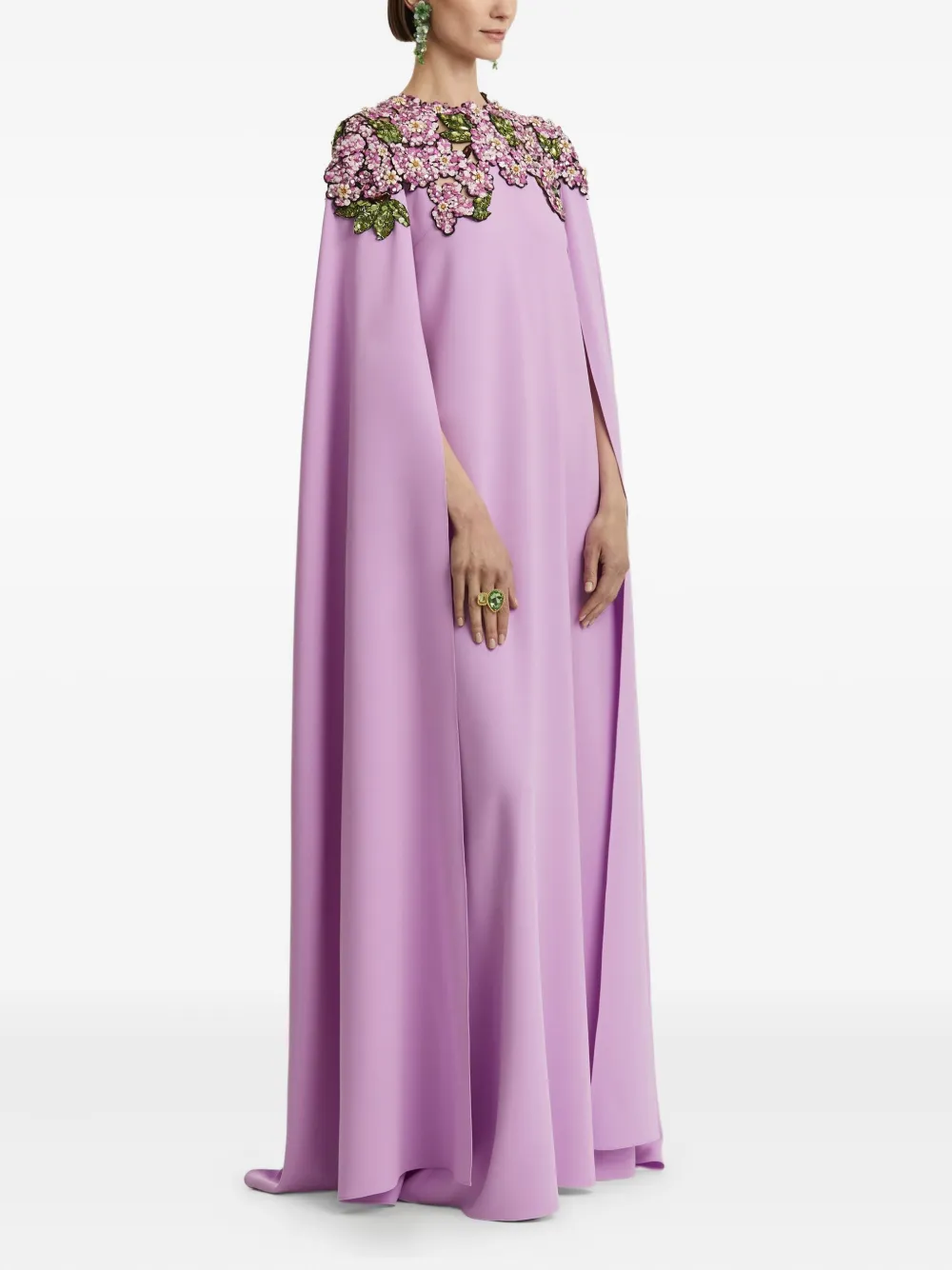 Oscar de la Renta sequin-embellished cape gown Roze