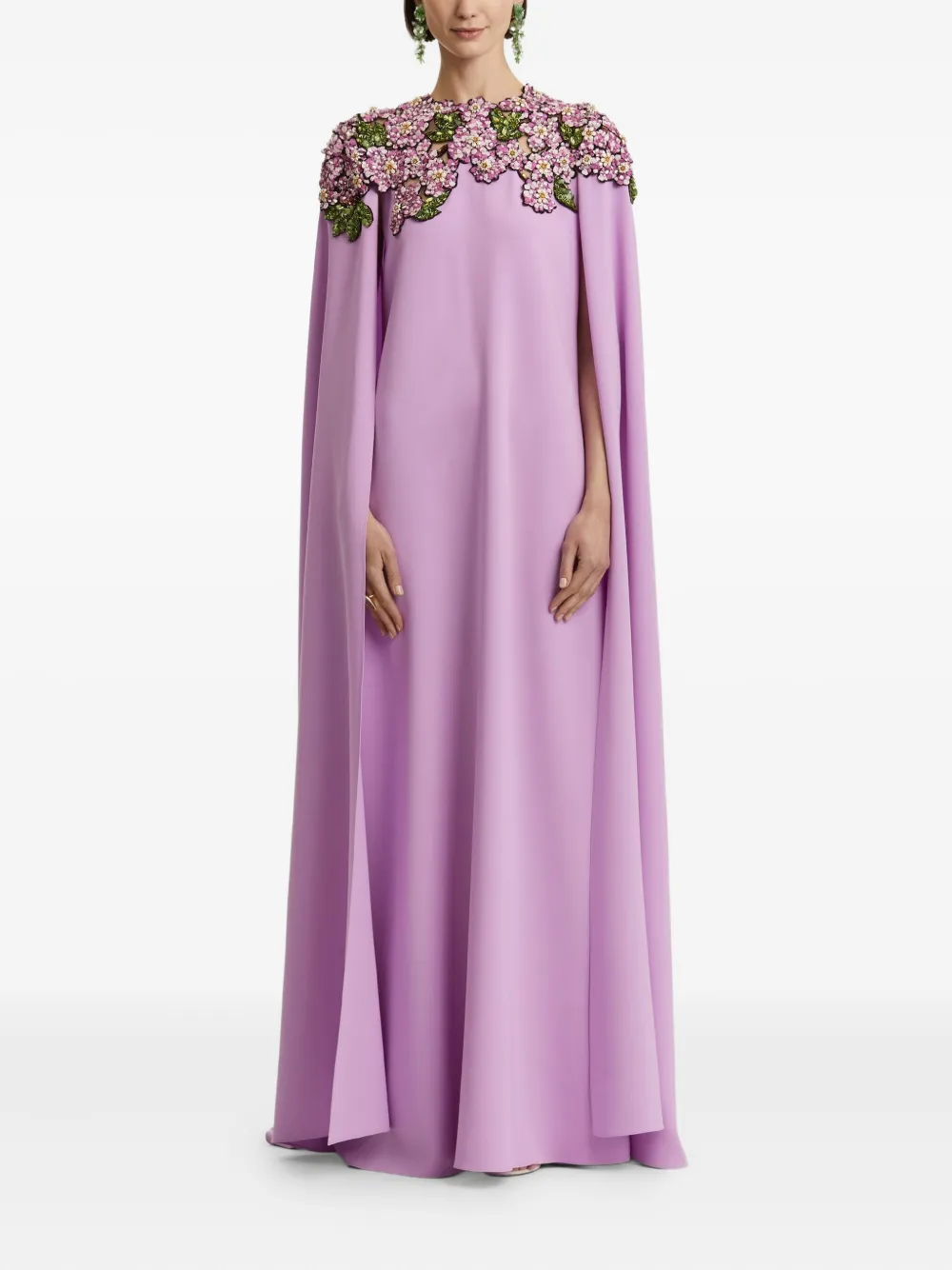 Oscar de la Renta sequin-embellished cape gown Roze