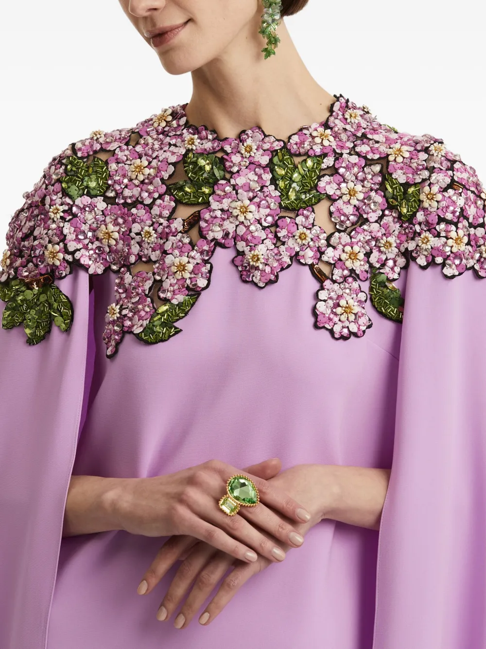 Oscar de la Renta sequin-embellished cape gown Roze