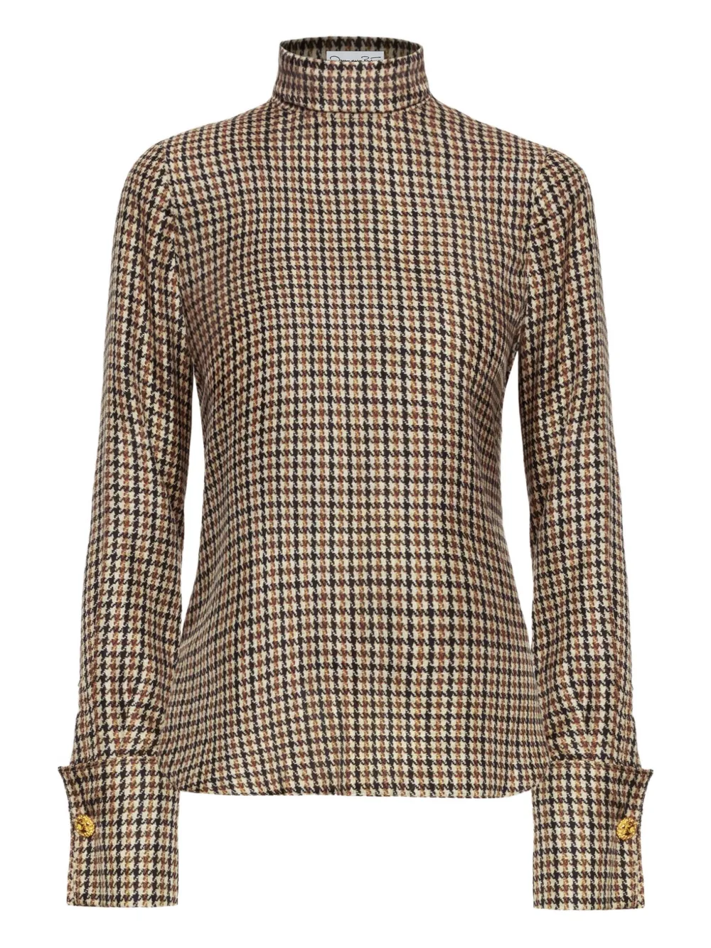 Oscar de la Renta houndstooth high-neck blouse Bruin
