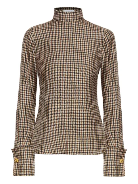 Oscar de la Renta houndstooth high-neck blouse