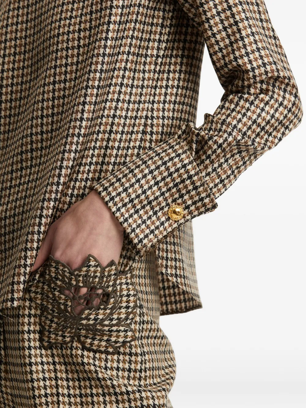 Oscar de la Renta houndstooth high-neck blouse Bruin