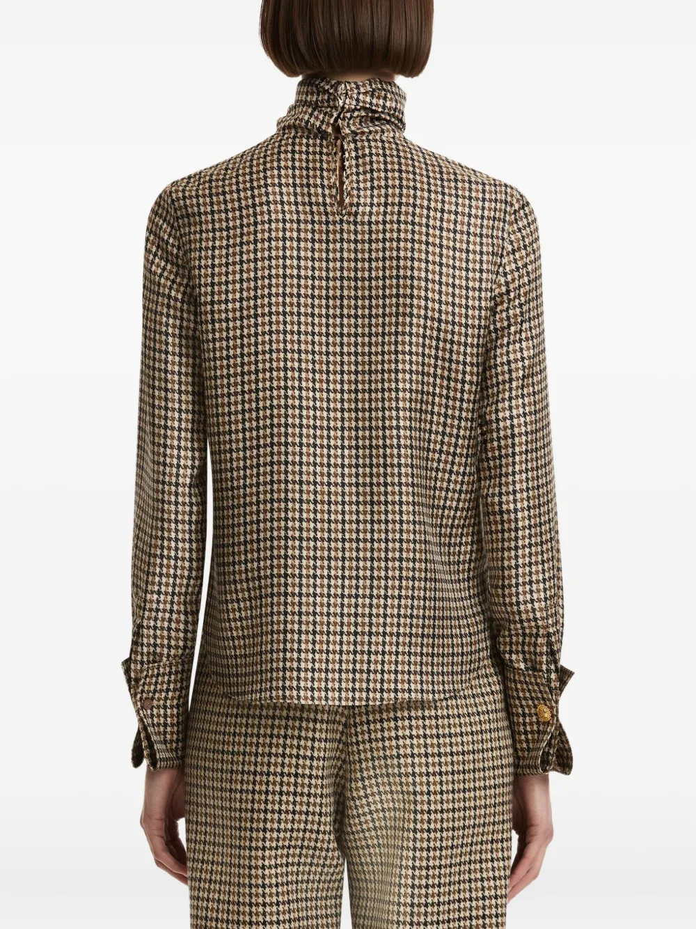Oscar de la Renta houndstooth high-neck blouse Bruin