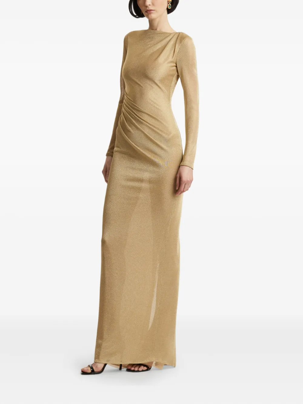 Oscar de la Renta Gedrapeerde jersey maxi-jurk Goud