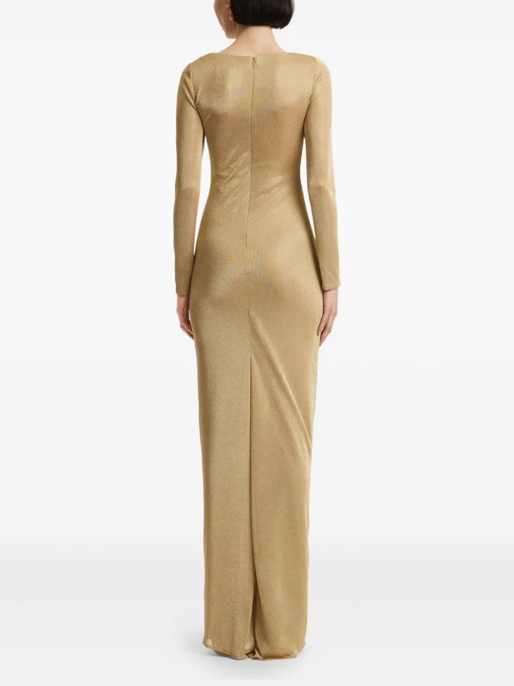 Oscar de la Renta Gedrapeerde jersey maxi-jurk Goud