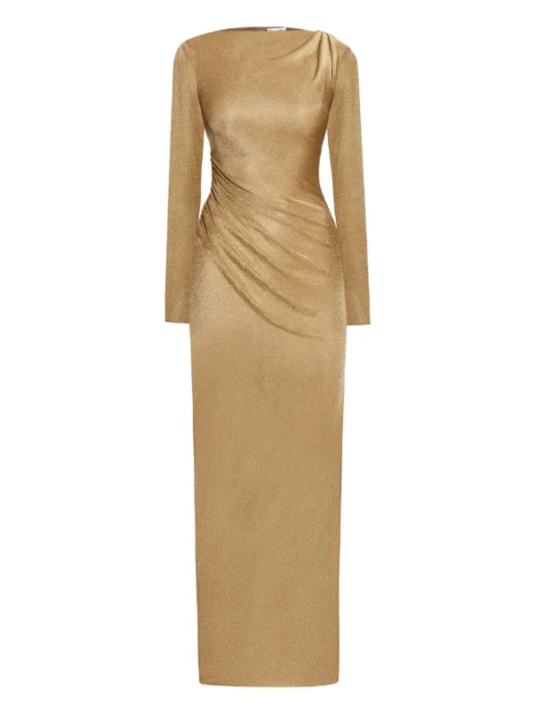 Oscar De La Renta draped-jersey Maxi Dress | Gold | FARFETCH