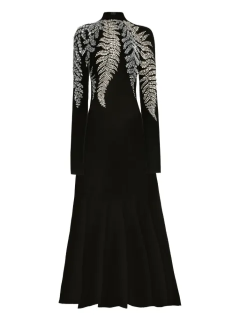 Oscar de la Renta fern-embellished midi dress