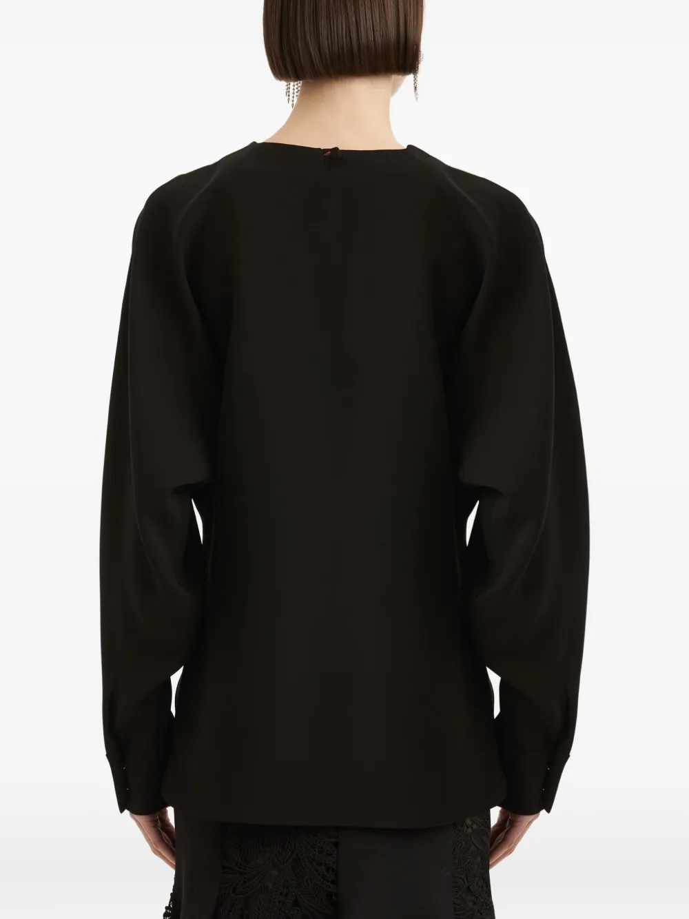 Oscar de la Renta gathered-cuff blouse Zwart