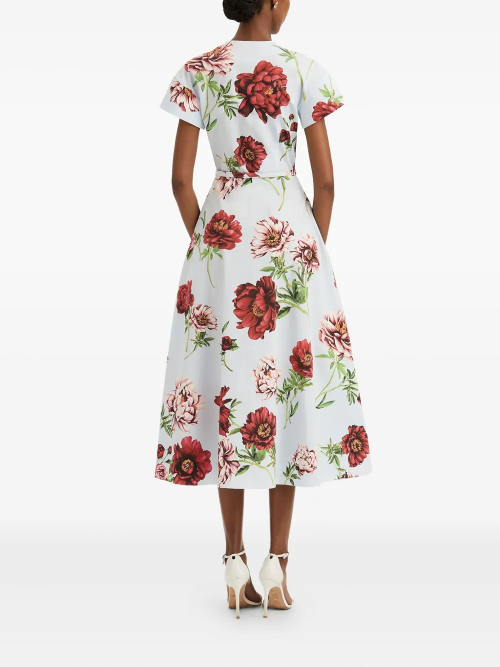 Oscar de la Renta floral-print belted midi dress Wit
