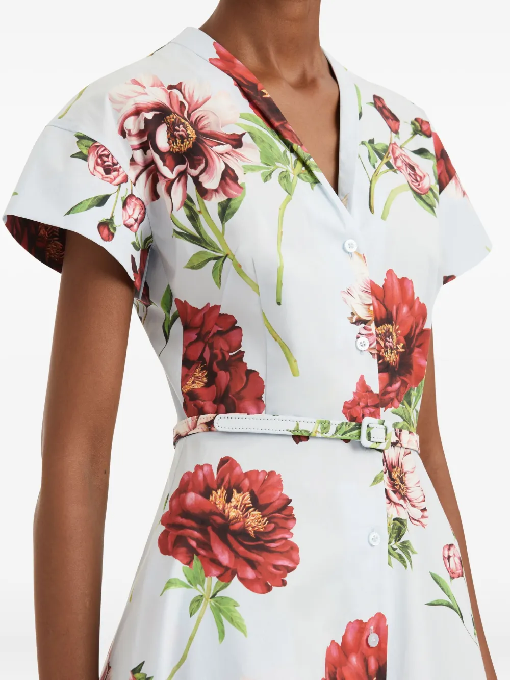 Oscar de la Renta floral-print belted midi dress Wit