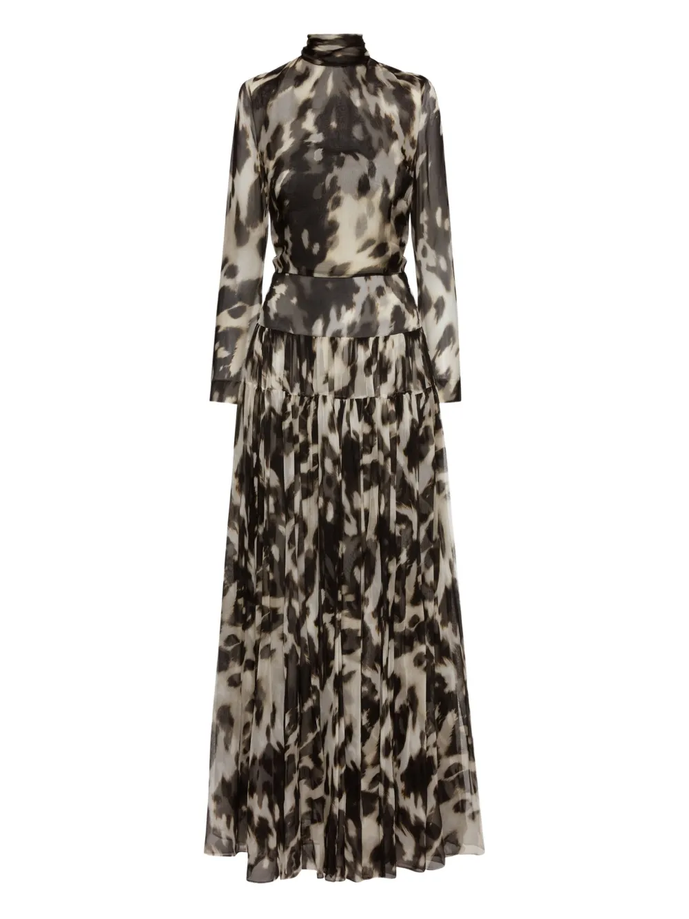 cowhide-print pleated maxi dress