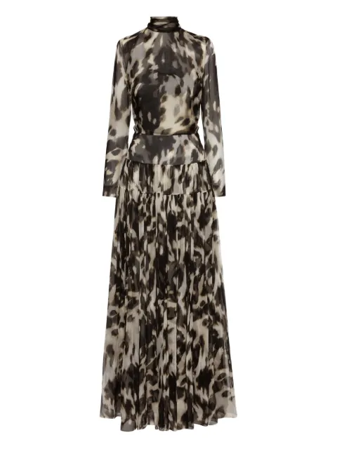 Oscar de la Renta cowhide-print pleated maxi dress