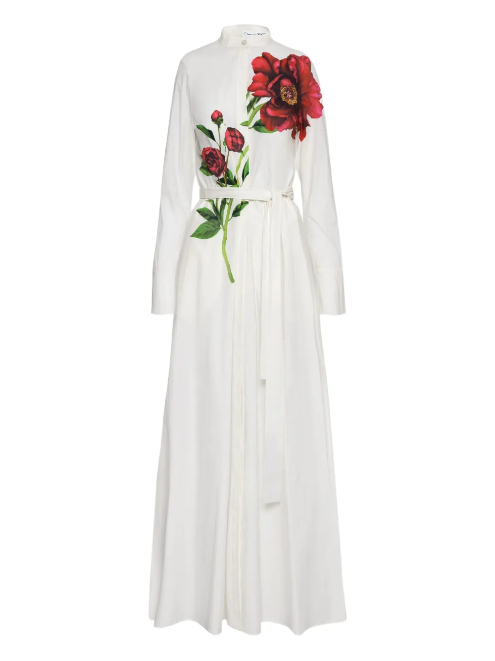 Oscar de la Renta peony-print belted maxi dress | White | Image 1