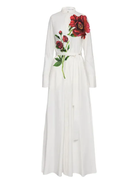 Oscar de la Renta peony-print belted maxi dress