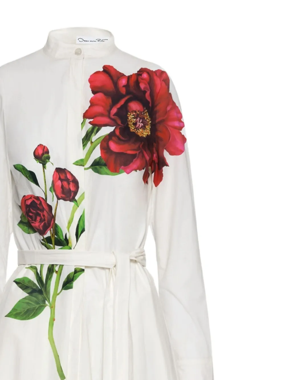 Oscar de la Renta Maxi-jurk met ceintuur en klaprozenprint - Wit