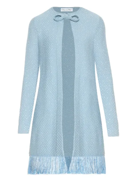Oscar de la Renta sequinned fringed coat