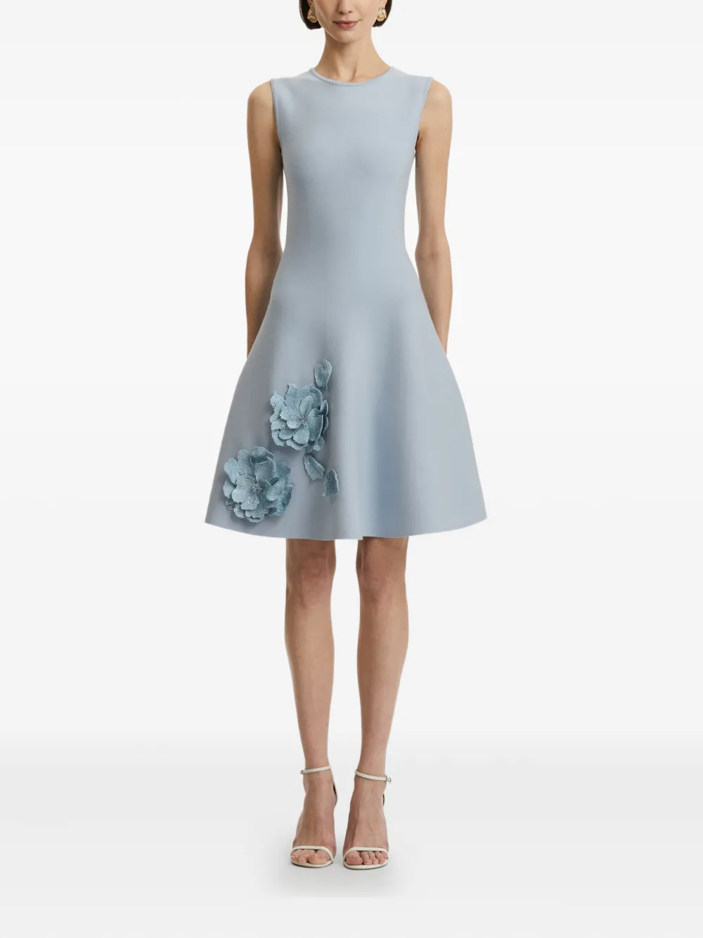 Oscar de la Renta Mini-jurk met bloemapplicatie Blauw