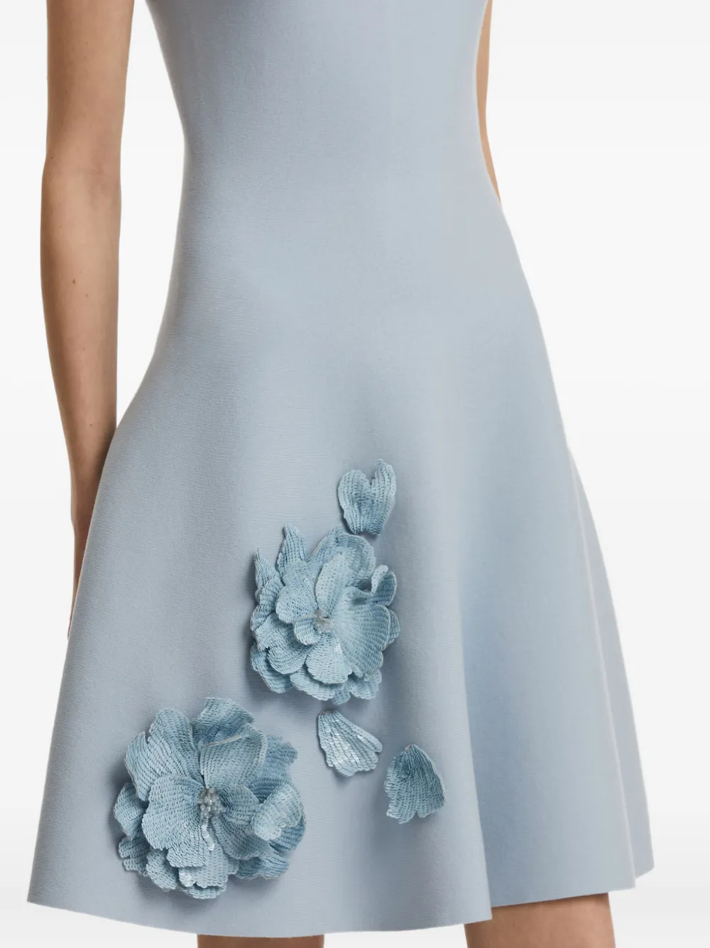 Oscar de la Renta Mini-jurk met bloemapplicatie Blauw