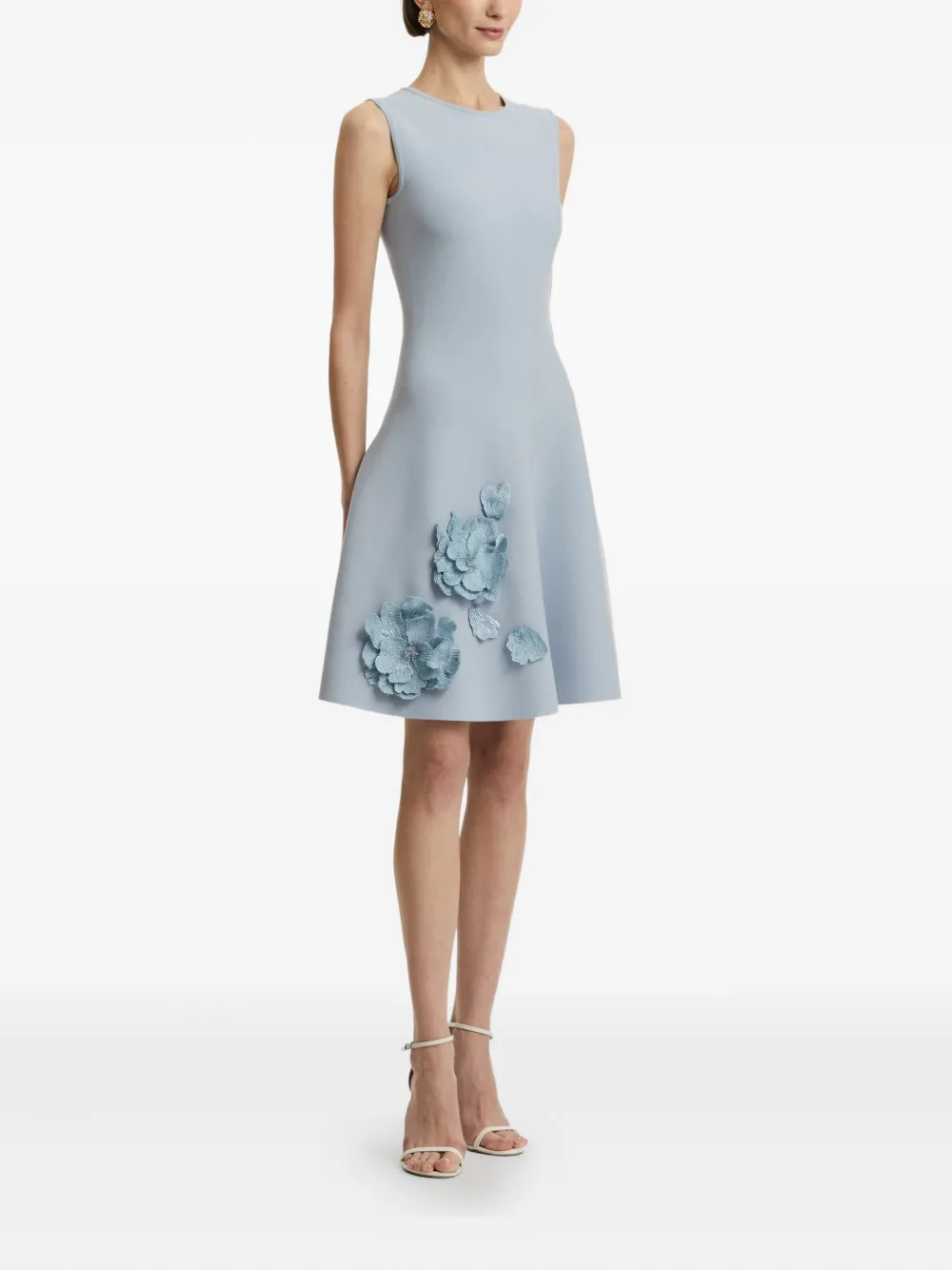Oscar de la Renta Mini-jurk met bloemapplicatie Blauw