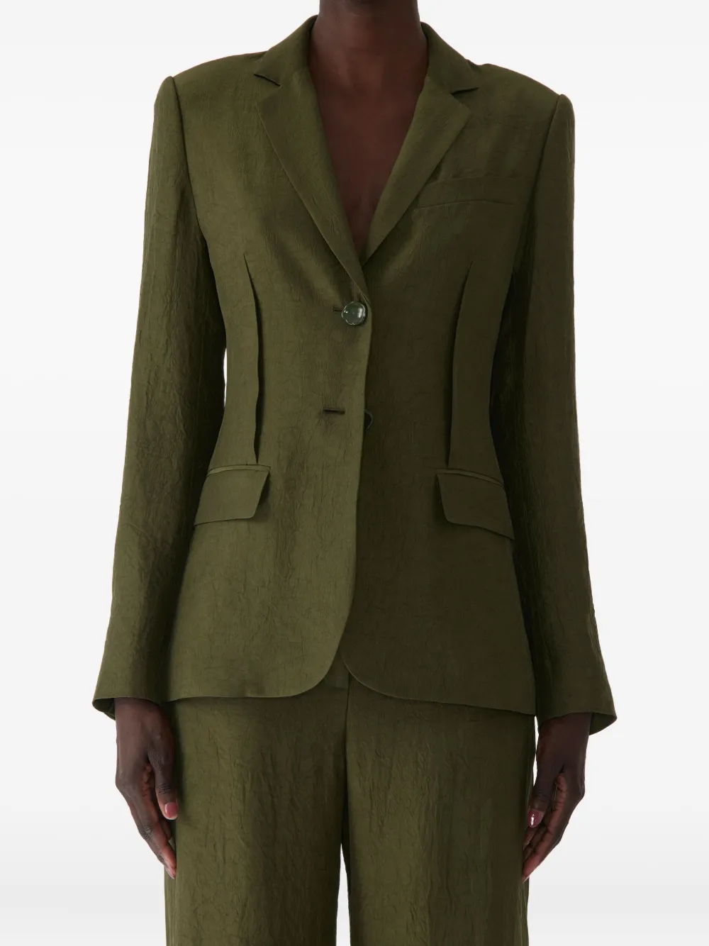 crinkled single-breasted blazer