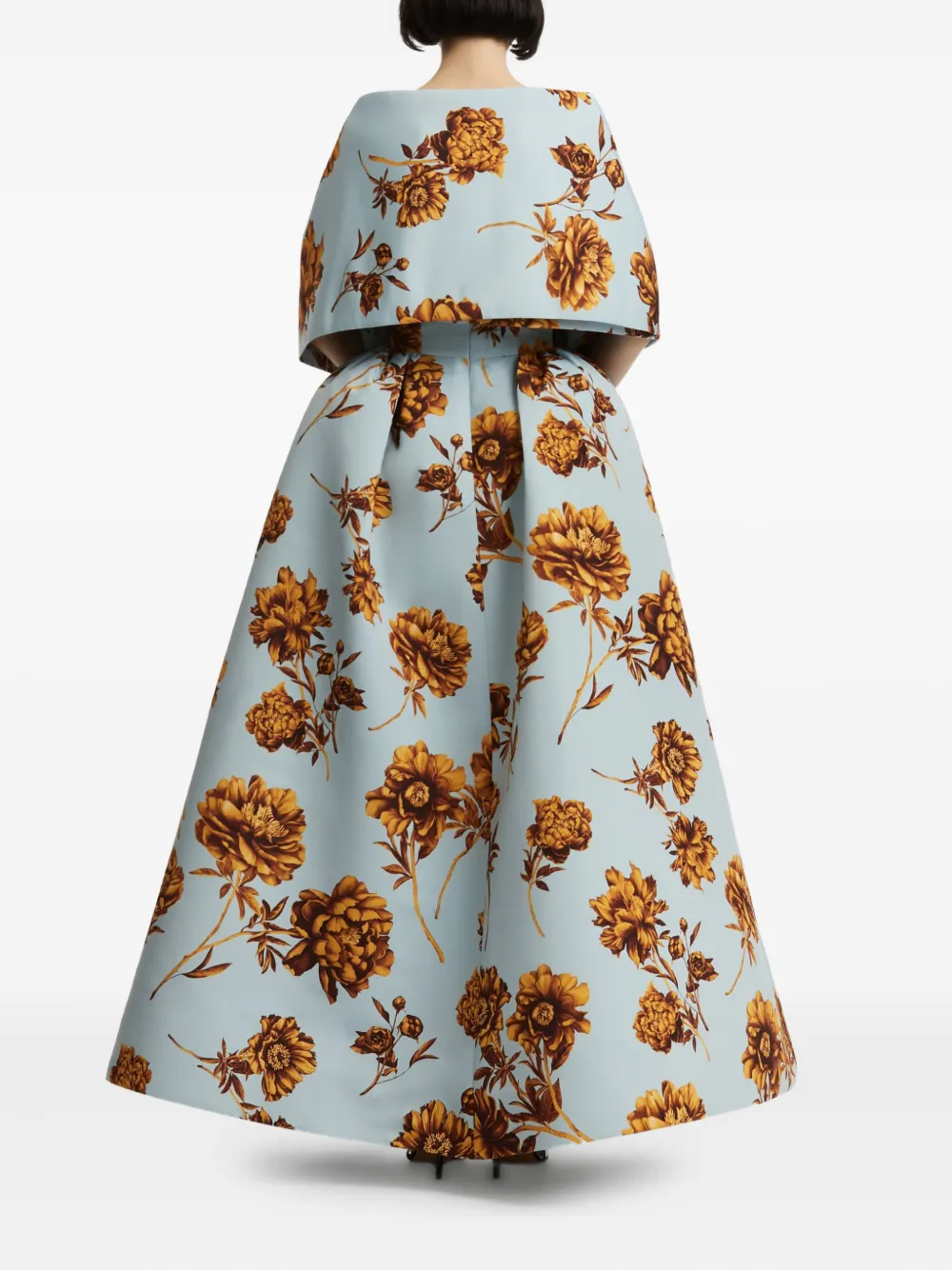 Oscar de la Renta floral-print strapless gown Blauw