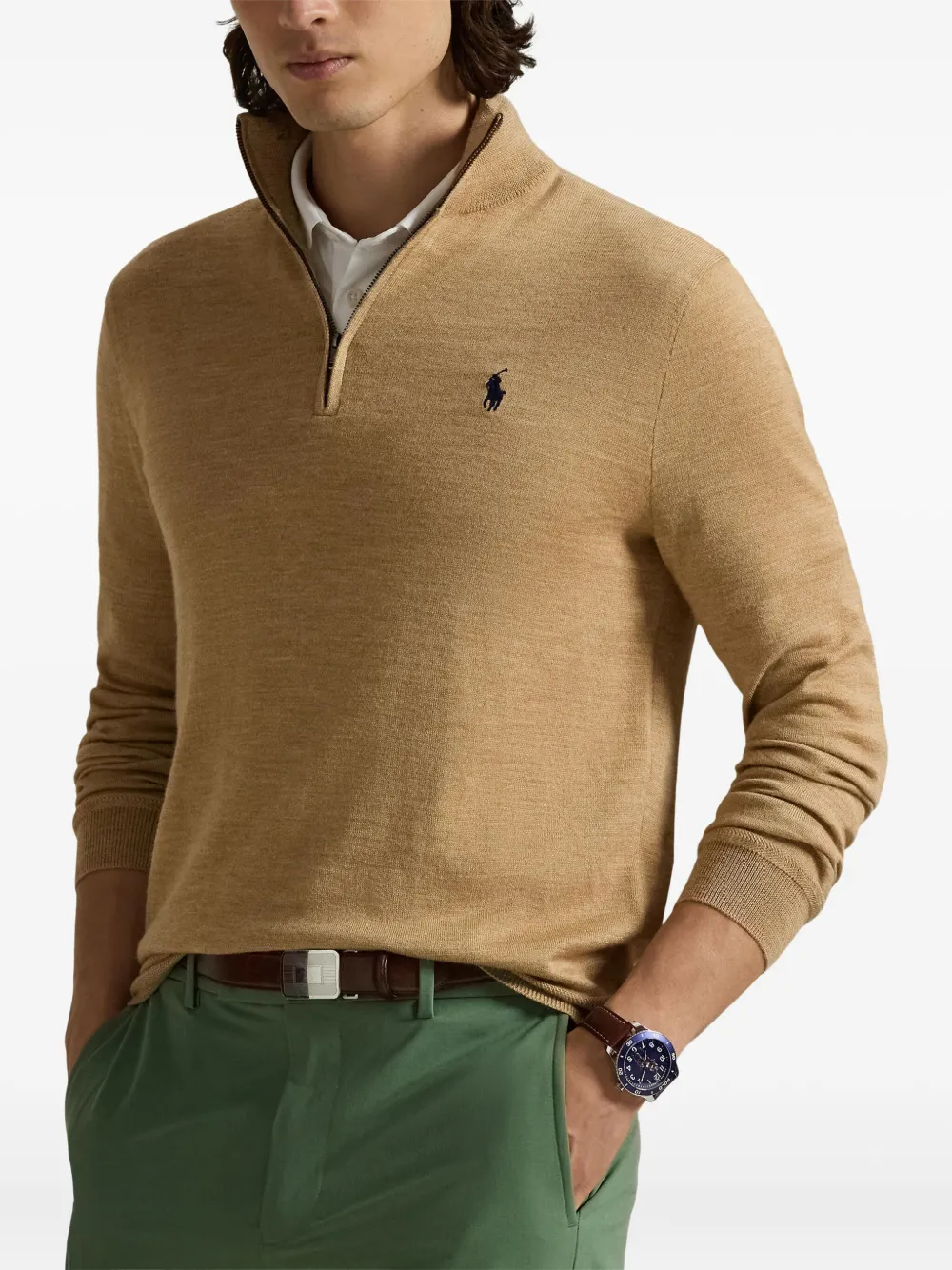 RLX Ralph Lauren mock-neck half-zip sweater Beige