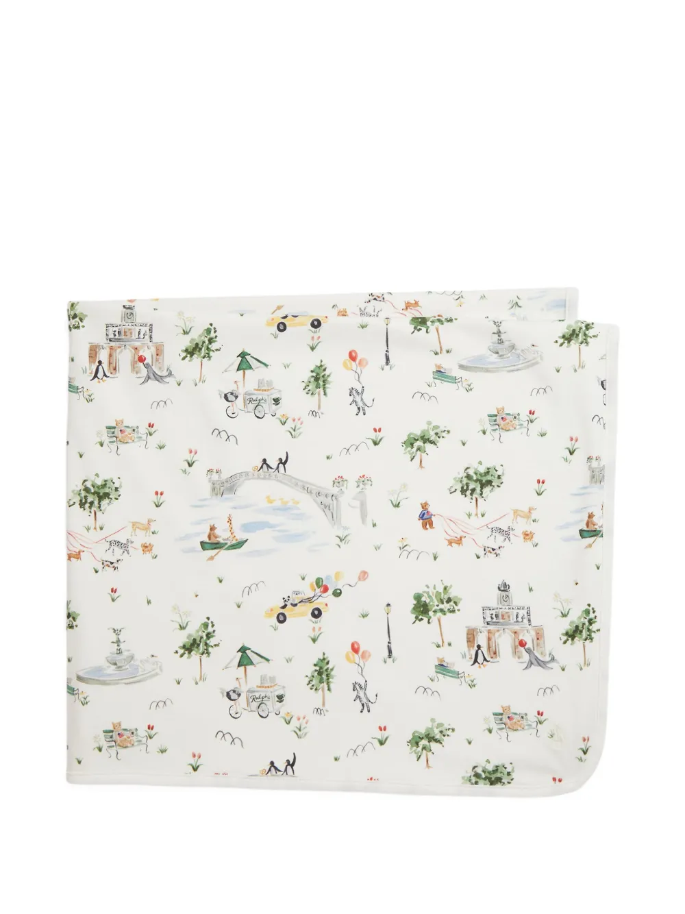 Polo Ralph Lauren Park-print Cotton Blanket In White
