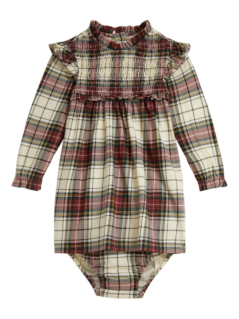 POLO RALPH LAUREN KIDS فستان كاروهات مضفرة بكسرات | ألوان محايدة | Image 1