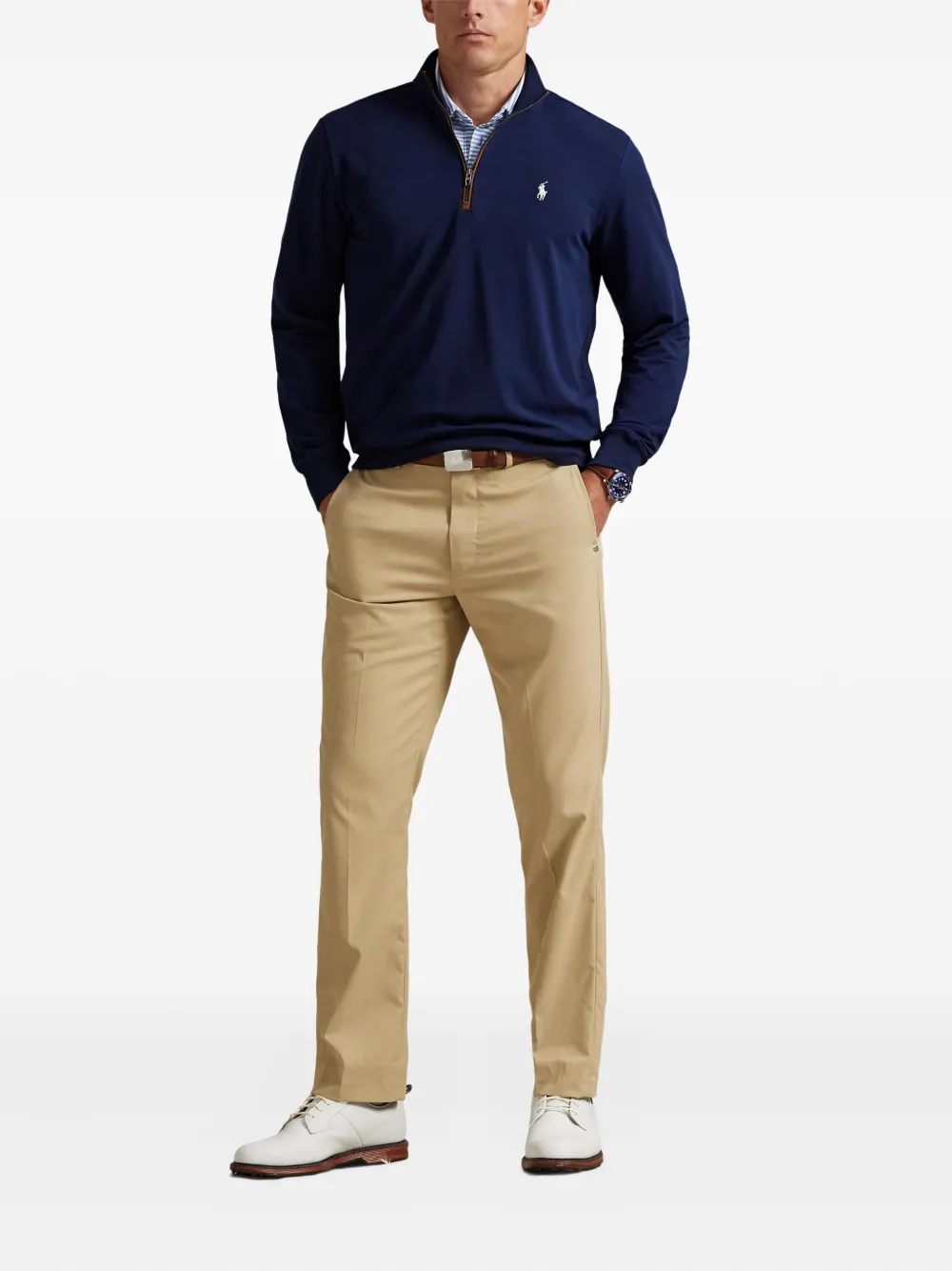 RLX Ralph Lauren Trui met opstaande hals en halve rits - Blauw