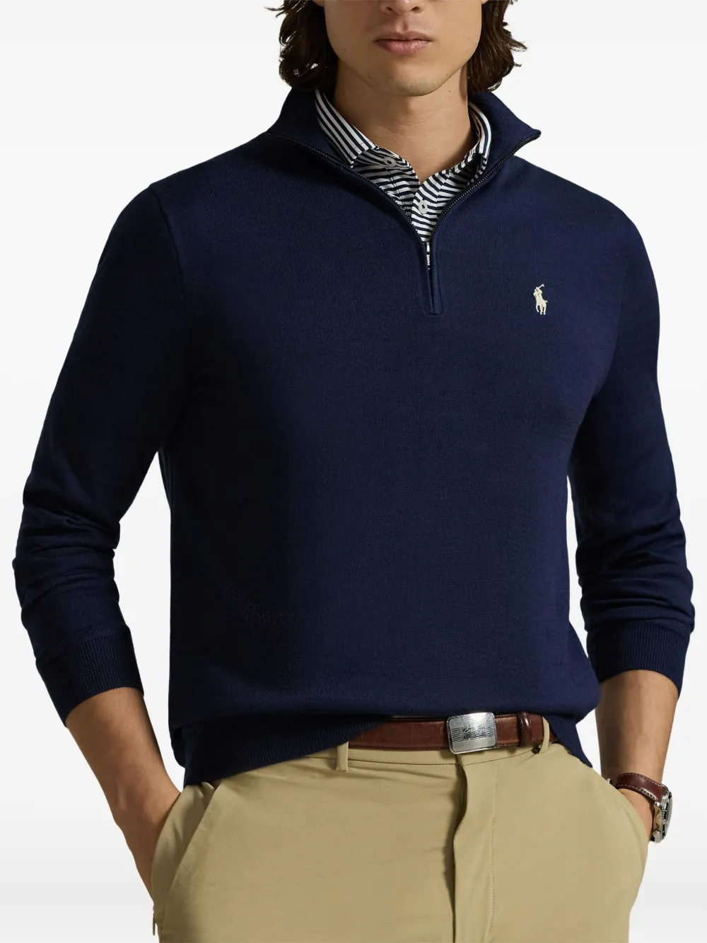 RLX Ralph Lauren mock-neck half-zip sweater Blauw